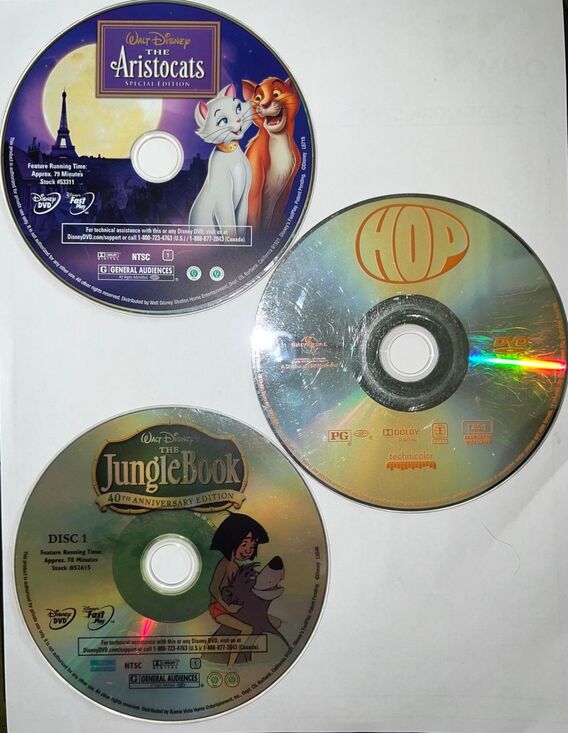 Disney Other - 3 Walt Disney Movies: HOP, The Aristocats & Jungle Book Movie Bundle Lot